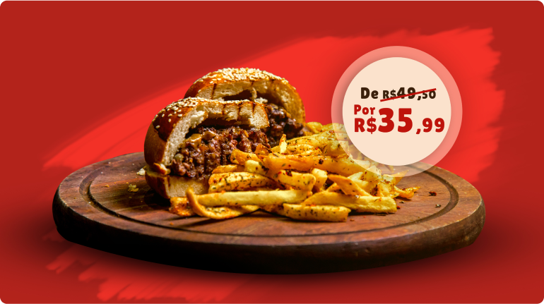 Burguer Imperial + batata de R$49,50 por R$35,99